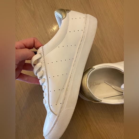 J. Crew white and gold leather Saturday sneakers, size 9 - Picture 5 of 7